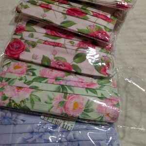 Floral Face Mask Set - Pink, Green, White
